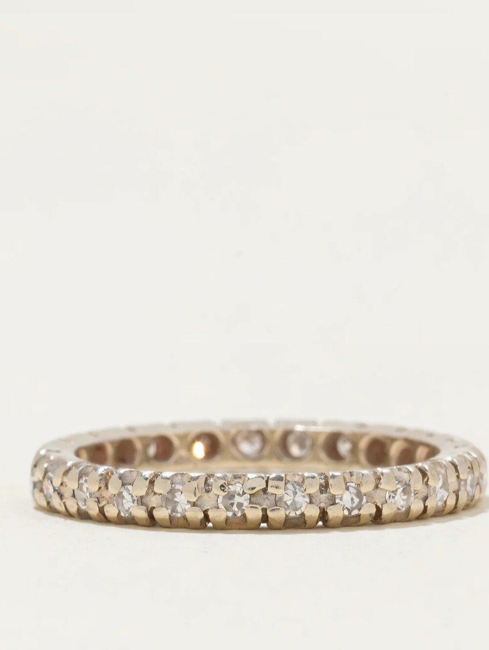 14k Vintage Eternity Band - Unisex White Gold Ring Size 7.75